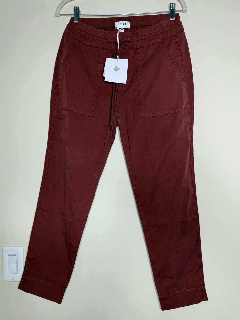 Anthropologie Pistola utility pants drawstring waist size small brick red